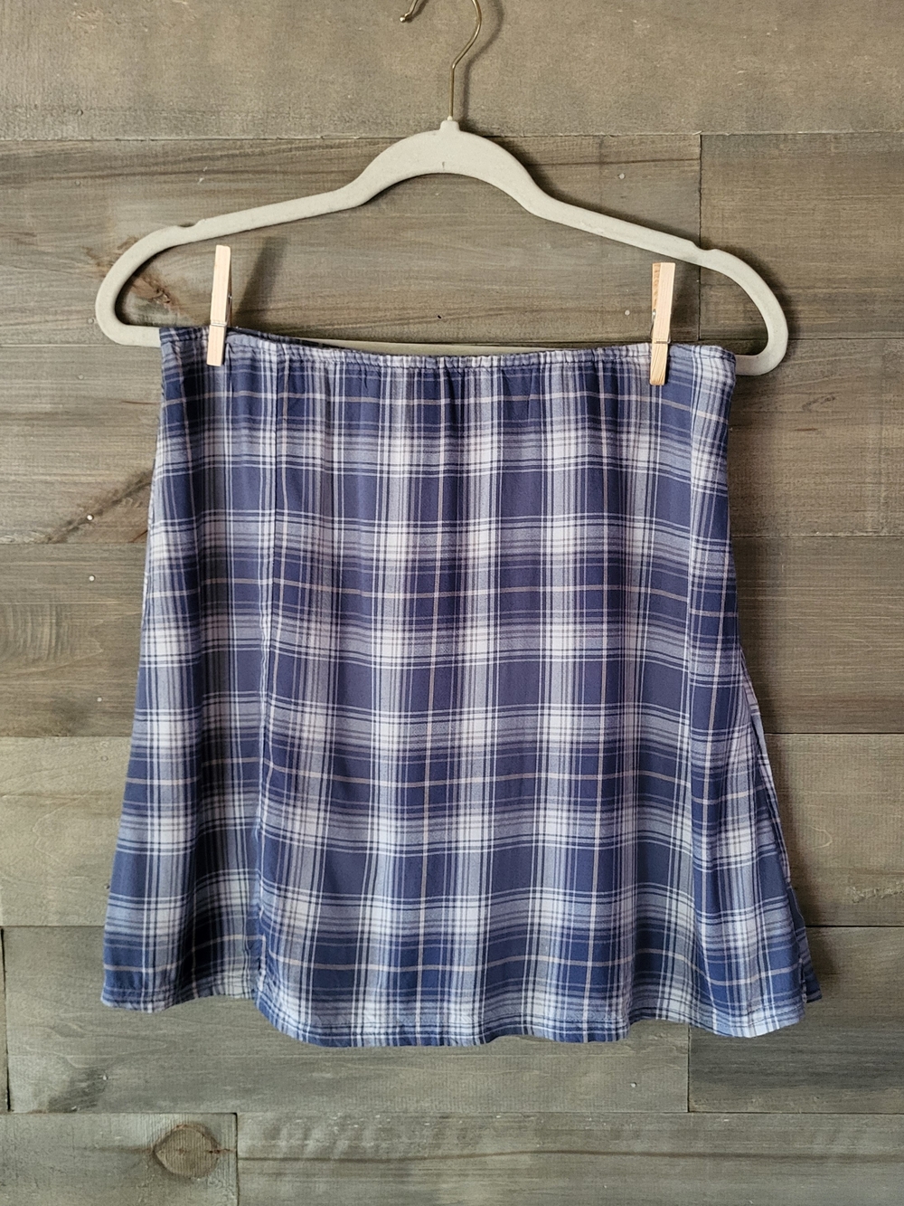 American Eagle High Waist Mini Skirt Blue And White Plaid Size M